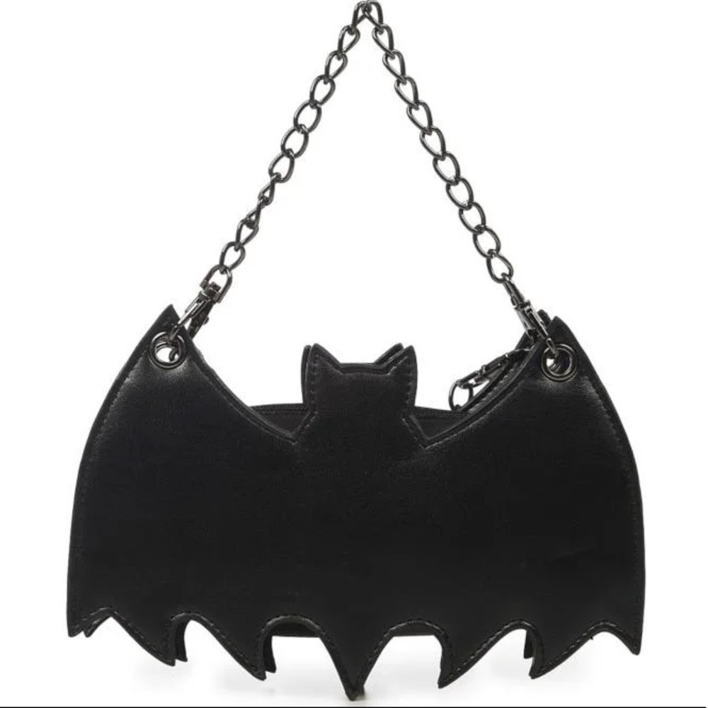 Black Bat-Shaped Chain Shoulder Bag
